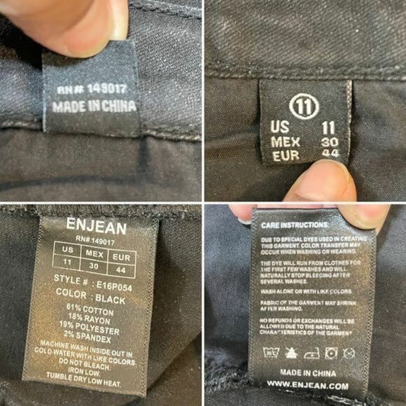 Enjean Jeans Black Size 11 Destroyed Cuffed Ankle - Picture 8 of 12